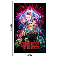 Tecido microfibra estampado - Painel de Festa - Stranger things - Batalha do Starcourt