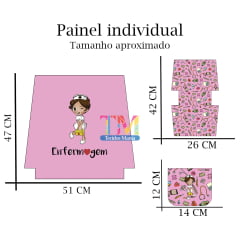 Tecido Microfibra ou gabardine estampado - Painel Ecobag - Necessaire - Enfermagem - fundo rosa