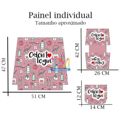 Tecido Microfibra ou gabardine estampado - Painel Ecobag - Necessaire - Odontologia - fundo rosa