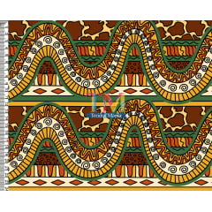 Tecido tricoline, microfibra ou gabardine estampado - Africanas - ondas animal print