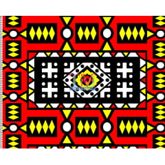 Tecido tricoline, microfibra ou gabardine estampado - Africano - Samakaka - Vermelho