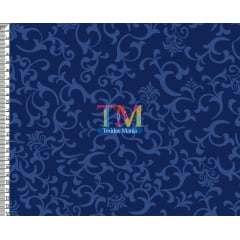 Tecido tricoline, microfibra ou gabardine estampado - Arabesco - Julia - Azul marinho