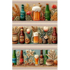 Tecido tricoline, microfibra ou gabardine estampado - Barrado 3D - Cerveja