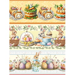 Tecido tricoline, microfibra ou gabardine estampado - Barrado 3D - Doces de Páscoa