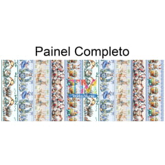 Tecido tricoline, microfibra ou gabardine estampado - Barrado 3D - Páscoa - Coelhos Azul