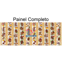 Tecido tricoline, microfibra ou gabardine estampado - Barrado - Churrasco Amarelo