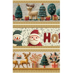 Tecido tricoline, microfibra ou gabardine estampado - Barrado 3D - Natal - HoHO