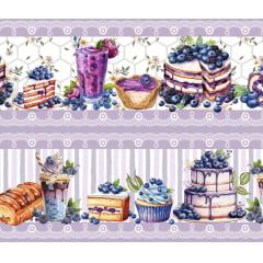 Tecido tricoline, microfibra ou gabardine estampado - Barrado - Doces de Mirtilo
