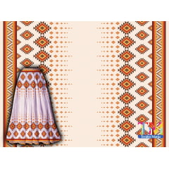 Tecido tricoline, microfibra ou gabardine estampado - Barrado - Étnico - geométrico abstrato - fundo bege