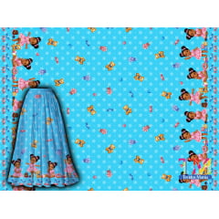 Tecido tricoline, microfibra ou gabardine estampado - Barrado Ibeji - Erê - Fundo Azul Tecido tricoline, microfibra ou gabardine estampado - Barrado Ibeji - Erê - Fundo Azul