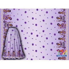 Tecido tricoline, microfibra ou gabardine estampado - Barrado Ibeji - Erê Nanã - Fundo Lilás Tecido tricoline, microfibra ou gabardine estampado - Barrado Ibeji - Erê Nanã - Fundo Lilás