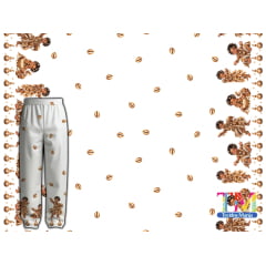 Tecido tricoline, microfibra ou gabardine estampado - Barrado Ibeji - Erê Omolú - Fundo Branco