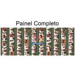 Tecido tricoline, microfibra ou gabardine estampado - Barrado - Natal Noel - Lareira