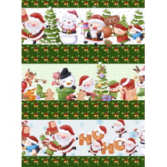 Tecido tricoline, microfibra ou gabardine estampado - Barrado - Natal - Pinguim - Verde Tecido tricoline, microfibra ou gabardine estampado - Barrado - Natal - Pinguim - Verde