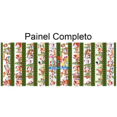 Tecido tricoline, microfibra ou gabardine estampado - Barrado - Natal - Pinguim - Verde