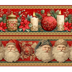 Tecido tricoline, microfibra ou gabardine estampado - Barrado - Noel enfeites