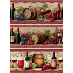 Tecido tricoline, microfibra ou gabardine estampado - Barrado - Vinho - Fundo Bordo
