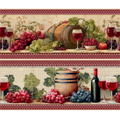 Tecido tricoline, microfibra ou gabardine estampado - Barrado - Vinho - Fundo Bordo