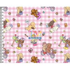 Tecido tricoline, microfibra ou gabardine estampado - bobbie goods - xadrez rosa