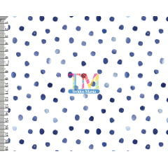 Tecido tricoline, microfibra ou gabardine estampado - Bolinhas - azul - fundo branco