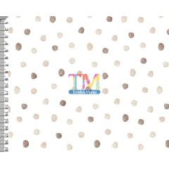 Tecido tricoline, microfibra ou gabardine estampado - Bolinhas - bege e marrom - fundo branco