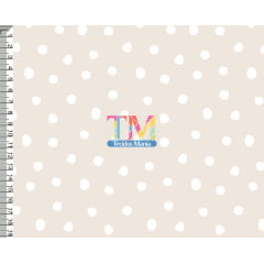 Tecido tricoline, microfibra ou gabardine estampado - Bolinhas brancas - fundo bege