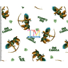 Tecido tricoline, microfibra ou gabardine estampado - Cabocla Jurema - Fundo Branco