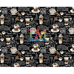 Tecido tricoline, microfibra ou gabardine estampado - Coffe