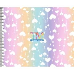 Tecido tricoline, microfibra ou gabardine estampado - Corações - Lili - Fundo degradê