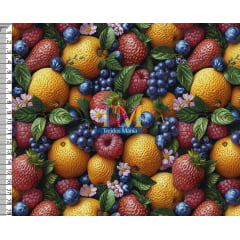 Tecido tricoline, microfibra ou gabardine estampado - Frutas - cítricas - 3d  