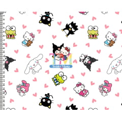 Tecido tricoline, microfibra ou gabardine estampado - Hello Kitty - Amigos - Coração