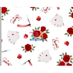 Tecido tricoline, microfibra ou gabardine estampado - Malandragem elementos - fundo branco