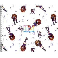 Tecido tricoline, microfibra ou gabardine estampado - Monster High - Clawdeen Wolf - fundo branco Tecido tricoline, microfibra ou gabardine estampado - Monster High - Clawdeen Wolf - fundo branco
