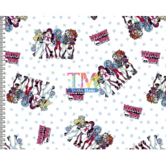 Tecido tricoline, microfibra ou gabardine estampado - Monster High - Fundo branco Tecido tricoline, microfibra ou gabardine estampado - Monster High - Fundo branco