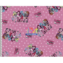 Tecido tricoline, microfibra ou gabardine estampado - Monster High - Fundo rosa Tecido tricoline, microfibra ou gabardine estampado - Monster High - Fundo rosa