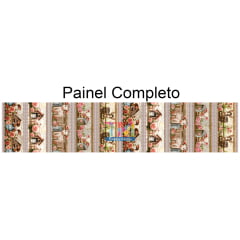 Tecido tricoline, microfibra ou gabardine estampado - Painel Barrado Animais Fazenda