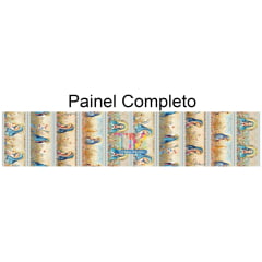 Tecido tricoline, microfibra ou gabardine estampado - Painel Barrado - Nossa Senhora