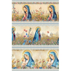 Tecido tricoline, microfibra ou gabardine estampado - Painel Barrado - Nossa Senhora