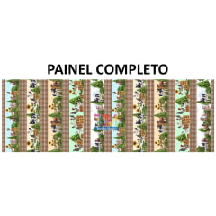 Tecido tricoline, microfibra ou gabardine estampado - Painel Barrado - Fazenda - Xadez marrom