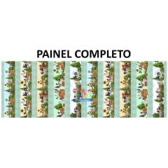 Tecido tricoline, microfibra ou gabardine estampado - Painel Barrado - Fazenda - Xadez Verde
