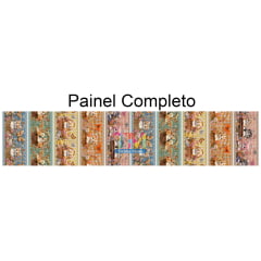 Tecido tricoline, microfibra ou gabardine estampado - Painel Barrado Gatinhos