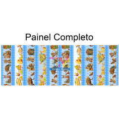 Tecido tricoline, microfibra ou gabardine estampado - Painel Barrado - Milho - Azul