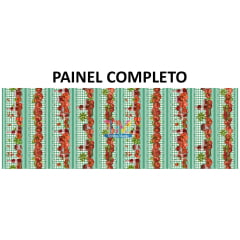 Tecido tricoline, microfibra ou gabardine estampado - Painel Barrado - Tomate - xadrez verde