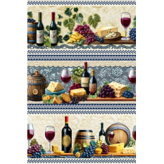 Tecido tricoline, microfibra ou gabardine estampado - Painel Barrado Vinho - 3D