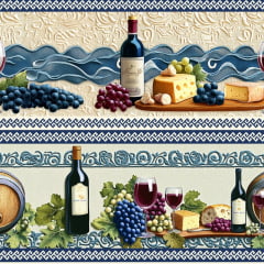Tecido tricoline, microfibra ou gabardine estampado - Painel Barrado Vinho - 3D