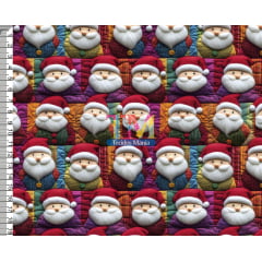 Tecido tricoline, microfibra ou gabardine estampado - Papai Noel - quadrinhos - 3D