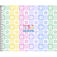 Tecido tricoline, microfibra ou gabardine estampado - Quadriculado - Candy color - flores