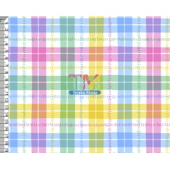 Tecido tricoline, microfibra ou gabardine estampado -  Xadre junino - candy color
