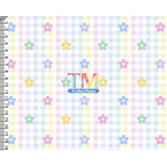 Tecido tricoline, microfibra ou gabardine estampado - Xadrez - florzinhas coloridas