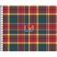 Tecido tricoline, microfibra ou gabardine estampado - Xadrez junina - vermelho e verde